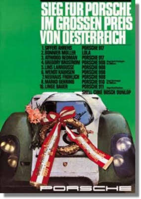 1969 Porsche Grossen Preis von Oesterreich victory poster, reproduction